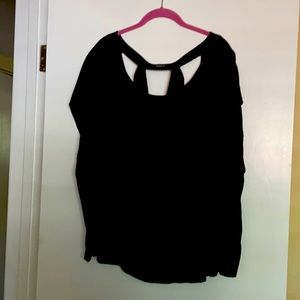 Torrid black short sleeve caged back top